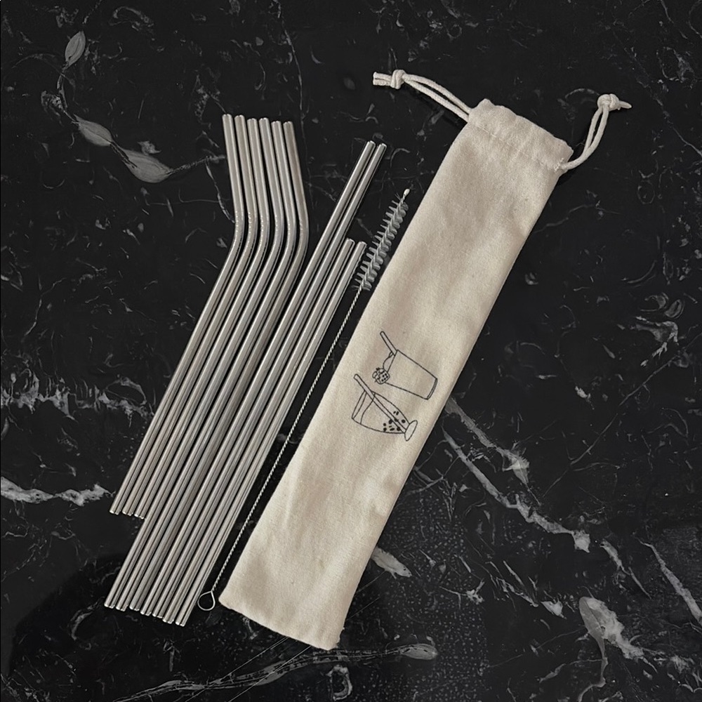 🔥FREE with purchase Reusable Stainless Steel Straws with Pouch